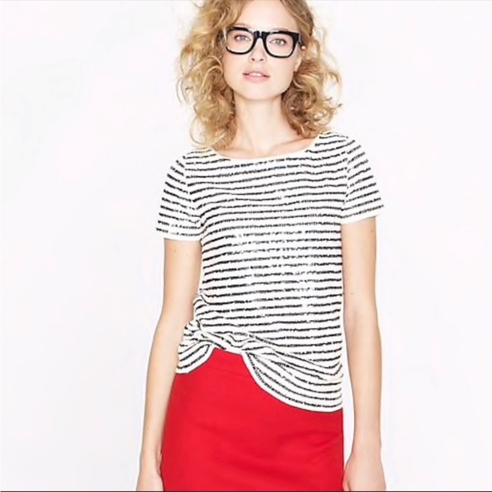 J. Crew Black White Stripe Sequin Shirt Size XXS